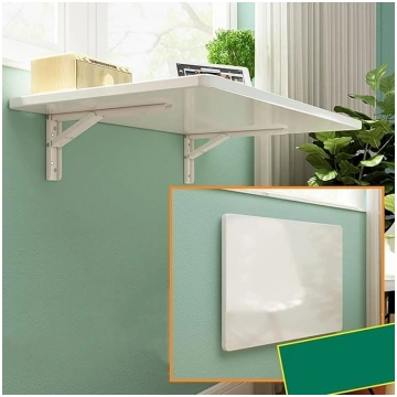 Heavy Duty White Folding Shelf with Brackets, Wall