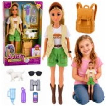 LEAN Toys Anlily Traveler Doll with Dog Backpack A