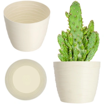 Puķu pods, Puķu vāks, Krēms, Apaļš, 11cm, Plastmas