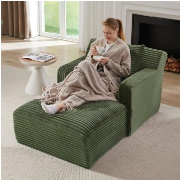 DRIXNO Corner Sofa with Sleep Function, Cord Sofa 
