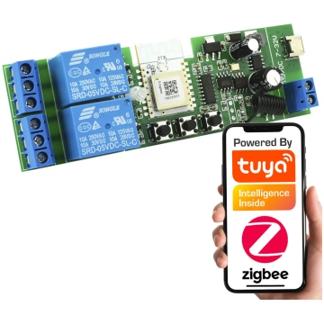 2 kanālu bezsprieguma ZigBee + RF Tuya viedais kon
