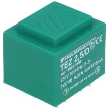 Transformer: encapsulated; 2.5VA; 230VAC; 9V; 278m