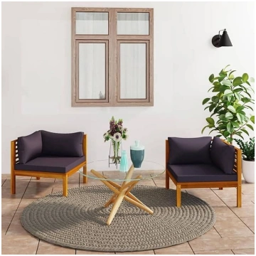 GuyAna Corner Sofas Set of 2 with Dark Grey Cushio
