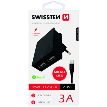 Telefona lādētājs Swissten, USB/AC/DC