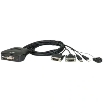 Aten 2-Port USB DVI Cable KVM Switch with Remote P