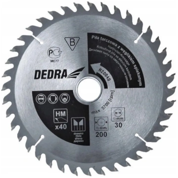 Ripa zāģa disks Dedra H30540 kokam, 40 zobu, Ø305×
