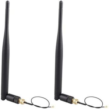 2 x 2.4G 5DB WiFi antena melna RP-SMA ligzda noņem