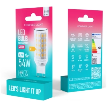FOREVER LIGHT LED Bulb G9 6.2W 690lm 4000K ceramic