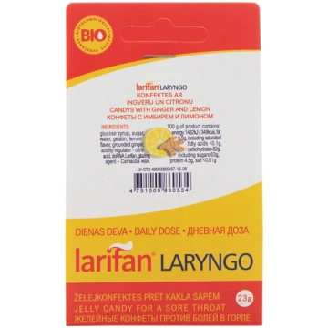konfektes Larifan Laryngo, ingvers un citrons, 23 