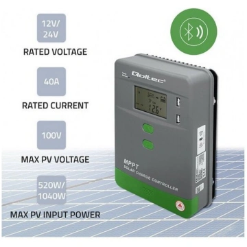 Qoltec MPPT saules enerģijas uzlādes regulators ar