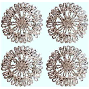 Round Woven Table Set for Table, Natural Braided R