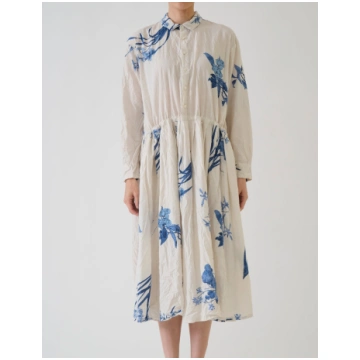 Pas de Calais Japonism Flower Print Dress Ivory