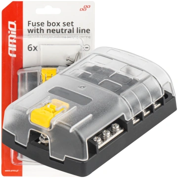 Fuse box set with neutral line 6 sockets AMIO-0383