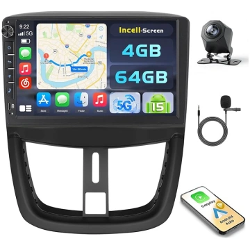Hikity Android 15 4+64G Autoradio für Peugeot 207