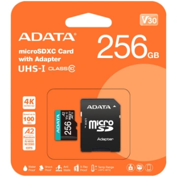 Adata MEMORY MICRO SDXC 256GB W/AD./AUSDX256GUI3V3