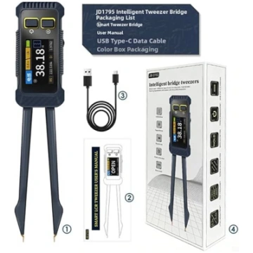 JD-1795 LCR multimetrs — pincete elektroniskajām S
