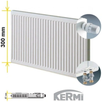 Tērauda apkures radiators KERMI KV11-300*600, apak