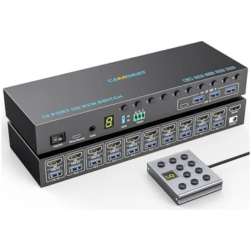 10 pieslēgvietu KVM slēdzis HDMI 4K @ 60Hz EDID si