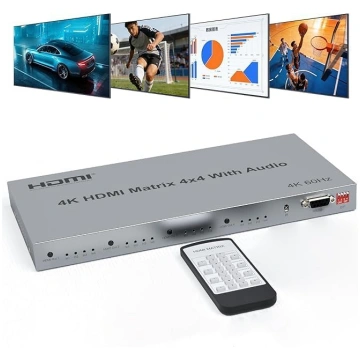 4x4 HDMI matricas sadalītājs 4K @ 60Hz ar audio ek