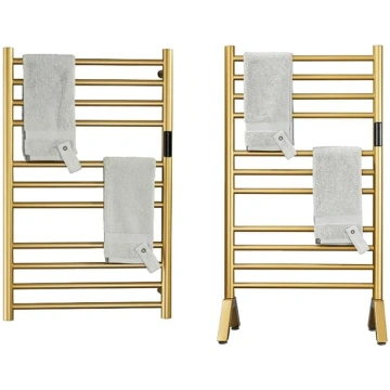 Elektriskais vannas istabas radiators, zelta krāsā