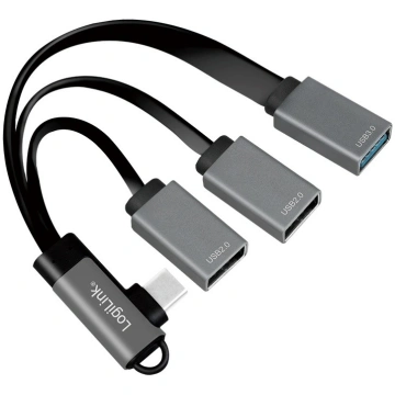 USB3.2 Hub USB-C/M 90, to 3xUSB-A/F, 0.15m
