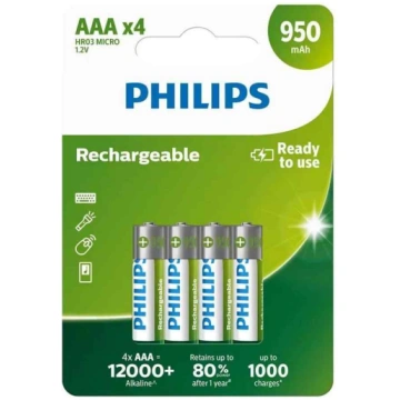 Baterija Philips AAA lādējama 4gb | 8712581634490 
