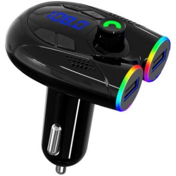 FM modulators G68 Bluetooth 5.0, USB+USB-C, melns 
