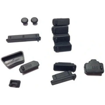 Set of 13 silicone network port covers - black - n