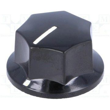Knob; with pointer; bakelite; Øshaft: 6mm; Ø27.2x1