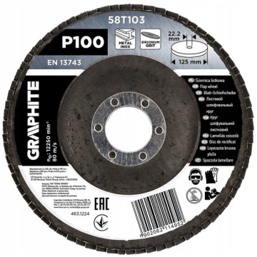 Kāpostu malšanas disks Grafīts 125mm, P100, cirkon