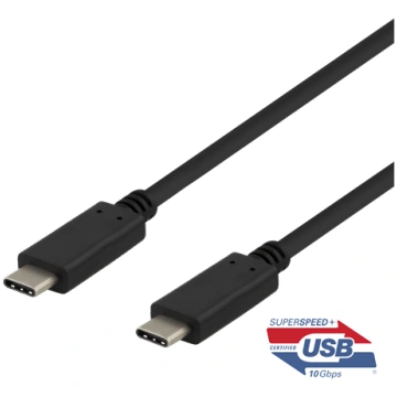 DELTACO USB-C į USB-C laidas 1m 10Gbps 100W 5A USB