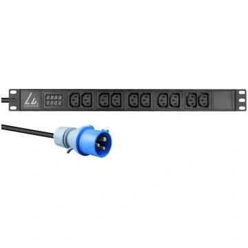 Lanview 19"" rack mount power strip, 1U, 16A with 