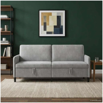 Sofas ar uzglabāšanu gaiši pelēka 192 x 78 x 87 cm