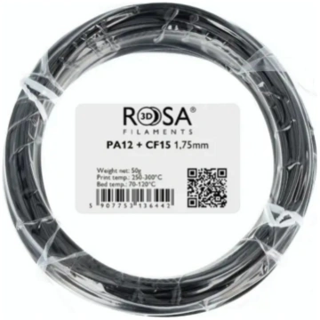 Filament Rosa3D PA12 + 15CF 1 75mm 50g - Black} RO