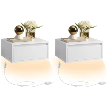 VASAGLE Bedside Table Hanging Set of 2, Light with