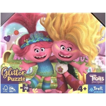 Trefl Puzzle 70el glitter w kuferku Brokatowe Trol