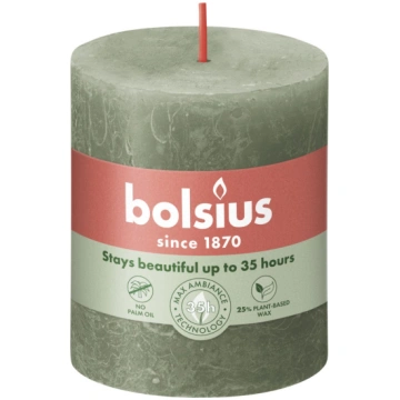 Svece, cilindriskas Bolsius Rustic, 35 h, Zaļa krā