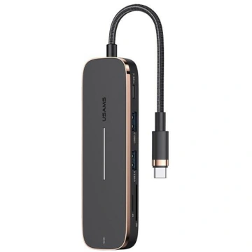 USAMS Adapter HUB 2xUSB + USB-C + HDMI + Micro SD