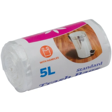 Atkritumu maisi ar rokturiem 5L, 10 micr., HDPE, b