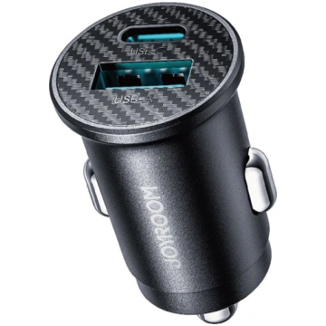 Mini 15W USB-A USB-C auto lādētājs - melns JOYROOM