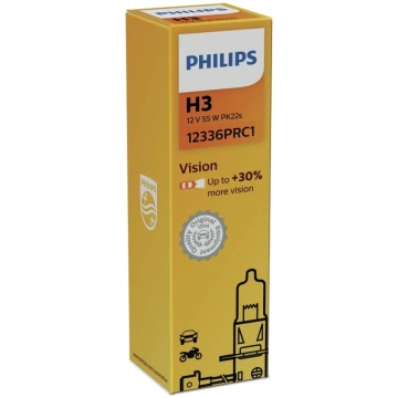 PHILIPS auto spuldze H3 12V 55W VISION+30% 1.gab