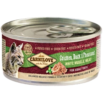 Konservi kaķiem – CARNILOVE Wild Meat Chicken, Duc