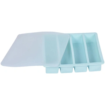 Long Ice Cube Tray 4 Grids Reusable Silicone Ice C