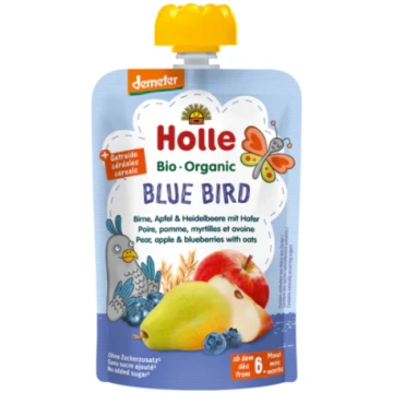 Holle BIO augļu biezenis ar auzām "Blue Bird" no 6