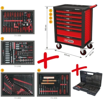 KS TOOLS RACINGline MELNS/SARKANS pārvietojams dar