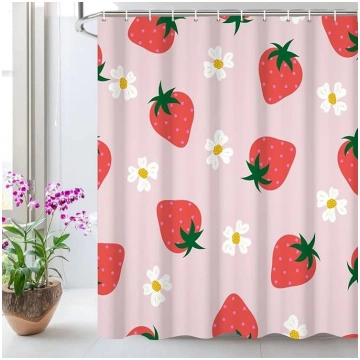 Cute Strawberry dušas aizkars vannas istabai ar 12