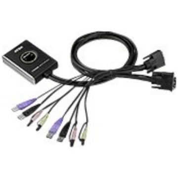 Aten 2-Port USB DVI/Audio Cable KVM Switch with Re