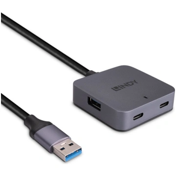 LINDY 5m USB 3.0 Hub, 4 Ports 2 USB Typ C und 2 US