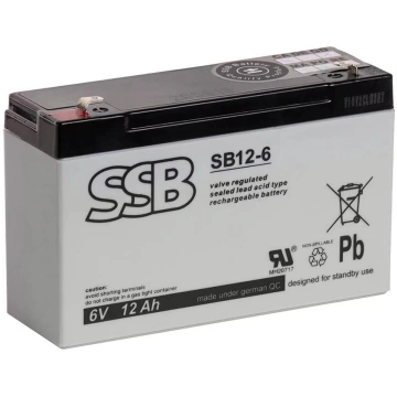 Akumulators (AGM) SSB SB (12Ah, 6V, F1, VRLA)