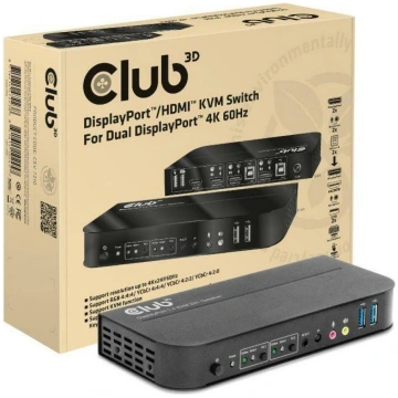 Club3D KVM komutators CSV-7210 1 HDMI, 1 DisplayPo